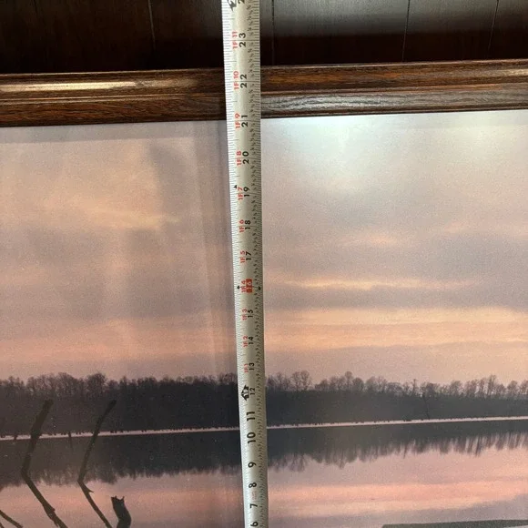 Large Framed Lake Sunset Landscape Photo Reflection Nature Wall Art Decor 32x22